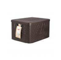 Корзина RATTAN STYLE BOX L 30л+крышка тёмно-коричневая