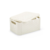 Корзина RATTAN STYLE BOX S + крышка кремовая