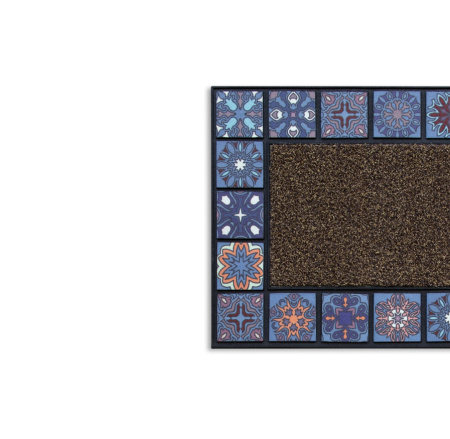 Коврик придверный MOSAIC QUADRO синий 76x45см
