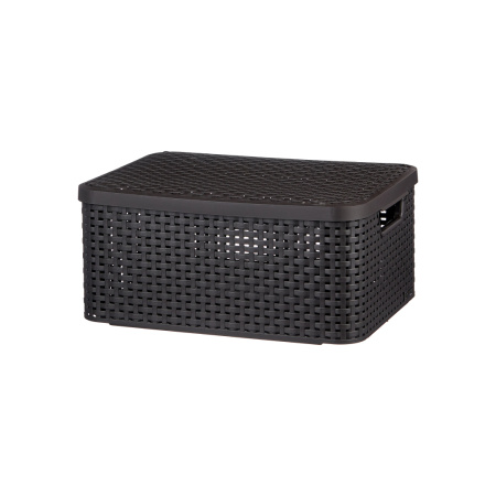 Корзина RATTAN STYLE BOX M + крышка тёмно-коричневая