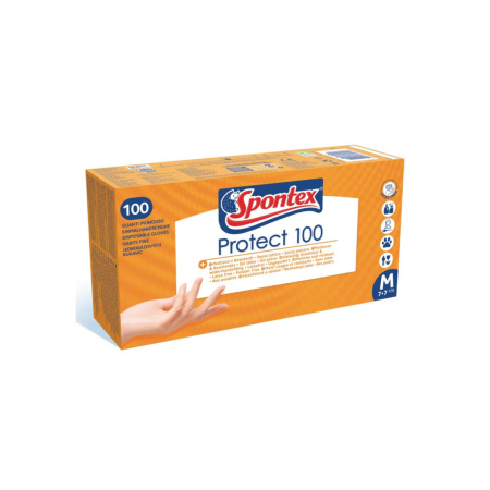Перчатки виниловые PROTECT M, 100шт
